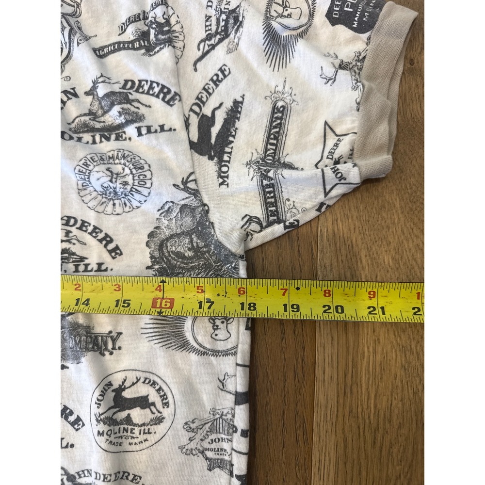 Vintage John Deere Graphic T Shirt Boys Large All Over Print White Short Sleeve - Picture 4 of 5